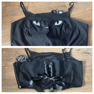 EMILY THE STRANGE (Dolls Kill)-NWT Women's Black Corset Top